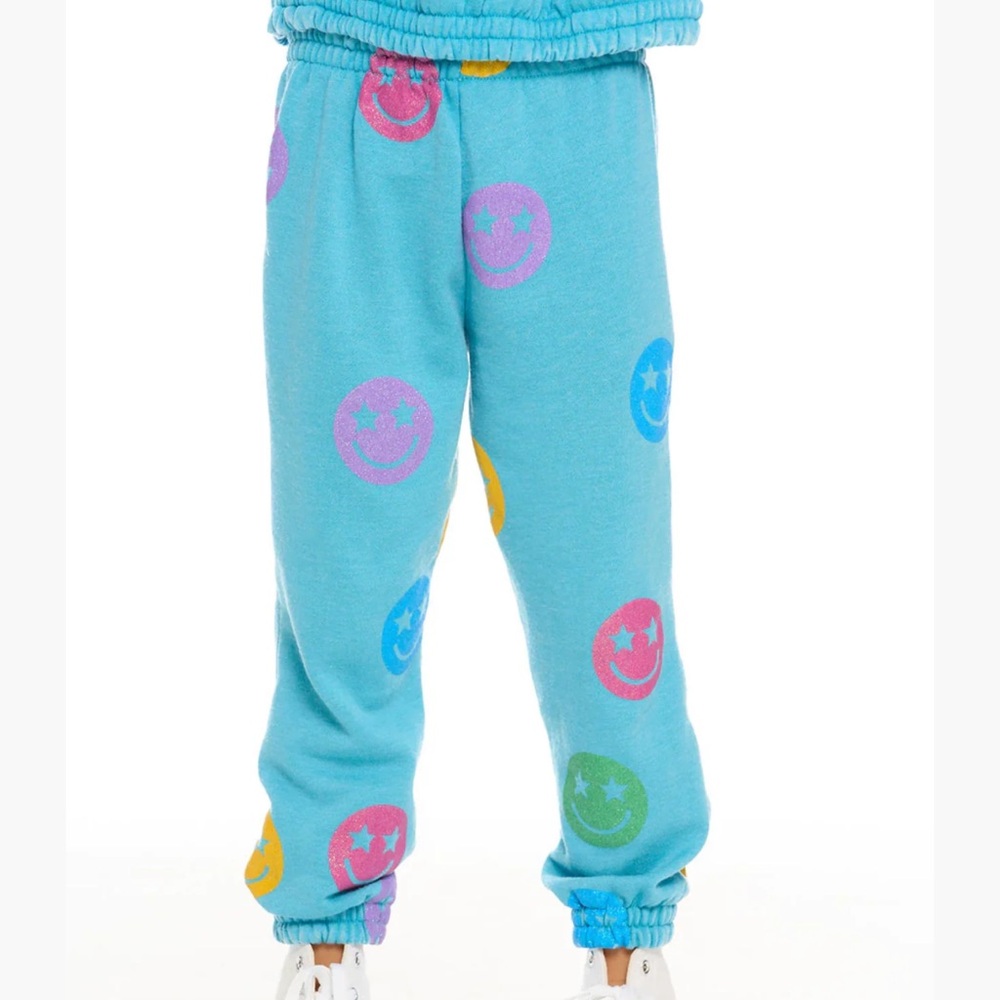 Chaser Kids Girls Glitter Smiley Face Jogger Pants Size 6 New NWT